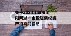 关于2023年四川简阳两湖一山投资债权资产拍卖的信息