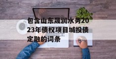 包含山东晟润水务2023年债权项目城投债定融的词条