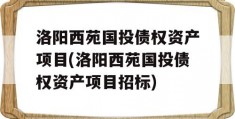 洛阳西苑国投债权资产项目(洛阳西苑国投债权资产项目招标)