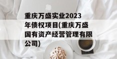 重庆万盛实业2023年债权项目(重庆万盛国有资产经营管理有限公司)