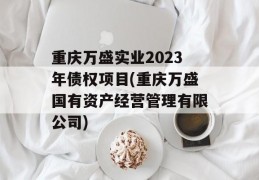 重庆万盛实业2023年债权项目(重庆万盛国有资产经营管理有限公司)