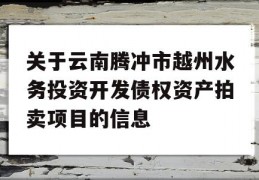 关于云南腾冲市越州水务投资开发债权资产拍卖项目的信息