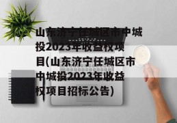 山东济宁任城区市中城投2023年收益权项目(山东济宁任城区市中城投2023年收益权项目招标公告)