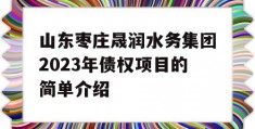 山东枣庄晟润水务集团2023年债权项目的简单介绍