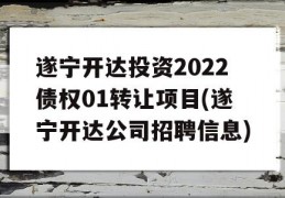 遂宁开达投资2022债权01转让项目(遂宁开达公司招聘信息)