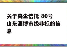 关于央企信托-80号山东淄博市级非标的信息