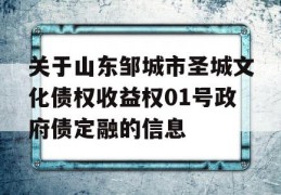 关于山东邹城市圣城文化债权收益权01号政府债定融的信息