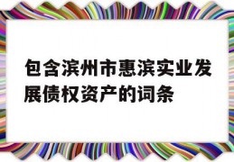 包含滨州市惠滨实业发展债权资产的词条