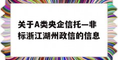 关于A类央企信托—非标浙江湖州政信的信息