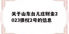 关于山东台儿庄财金2023债权2号的信息