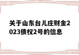 关于山东台儿庄财金2023债权2号的信息