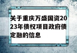 关于重庆万盛国资2023年债权项目政府债定融的信息