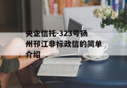 央企信托-323号扬州邗江非标政信的简单介绍