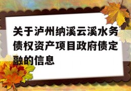 关于泸州纳溪云溪水务债权资产项目政府债定融的信息