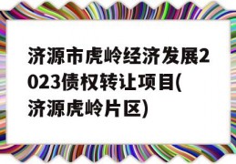 济源市虎岭经济发展2023债权转让项目(济源虎岭片区)