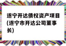 遂宁开达债权资产项目(遂宁市开达公司董事长)