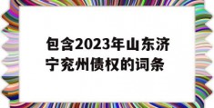 包含2023年山东济宁兖州债权的词条