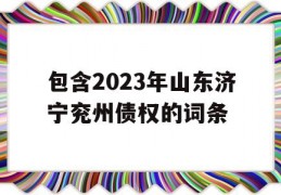 包含2023年山东济宁兖州债权的词条