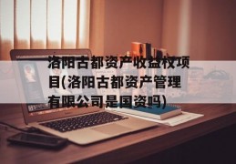 洛阳古都资产收益权项目(洛阳古都资产管理有限公司是国资吗)