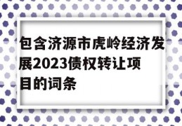 包含济源市虎岭经济发展2023债权转让项目的词条