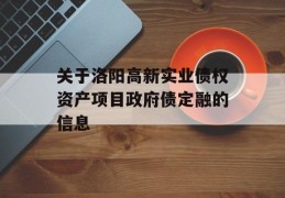 关于洛阳高新实业债权资产项目政府债定融的信息