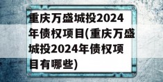 重庆万盛城投2024年债权项目(重庆万盛城投2024年债权项目有哪些)