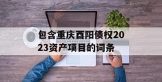 包含重庆酉阳债权2023资产项目的词条