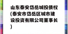 山东泰安岱岳城投债权(泰安市岱岳区城市建设投资有限公司董事长)