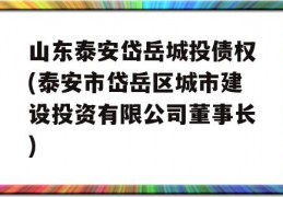 山东泰安岱岳城投债权(泰安市岱岳区城市建设投资有限公司董事长)