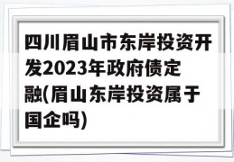 四川眉山市东岸投资开发2023年政府债定融(眉山东岸投资属于国企吗)