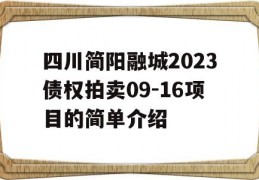 四川简阳融城2023债权拍卖09-16项目的简单介绍