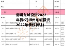 柳州东城投资2022年债权(柳州东城投资2022年债权转让)