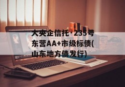 大央企信托·235号东营AA+市级标债(山东地方债发行)