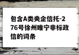 包含A类央企信托-276号徐州睢宁非标政信的词条