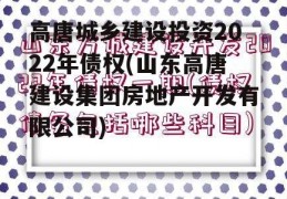 高唐城乡建设投资2022年债权(山东高唐建设集团房地产开发有限公司)