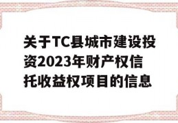 关于TC县城市建设投资2023年财产权信托收益权项目的信息