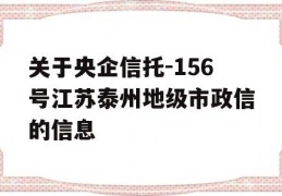 关于央企信托-156号江苏泰州地级市政信的信息