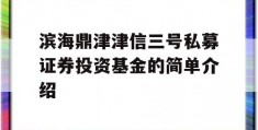 滨海鼎津津信三号私募证券投资基金的简单介绍