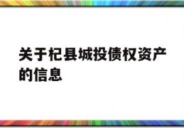 关于杞县城投债权资产的信息