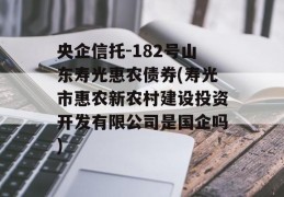 央企信托-182号山东寿光惠农债券(寿光市惠农新农村建设投资开发有限公司是国企吗)