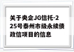 关于央企JG信托-225号泰州市级永续债政信项目的信息