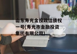 山东寿光金投政信债权一号(寿光市金融投资集团有限公司)