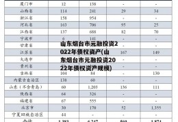 山东烟台市元融投资2022年债权资产(山东烟台市元融投资2022年债权资产规模)