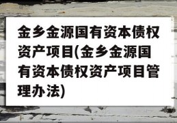 金乡金源国有资本债权资产项目(金乡金源国有资本债权资产项目管理办法)