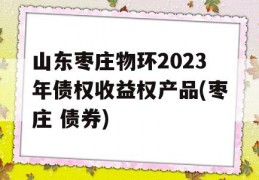 山东枣庄物环2023年债权收益权产品(枣庄 债券)