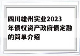 四川雄州实业2023年债权资产政府债定融的简单介绍