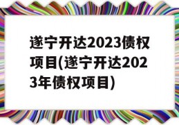 遂宁开达2023债权项目(遂宁开达2023年债权项目)