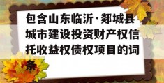 包含山东临沂·郯城县城市建设投资财产权信托收益权债权项目的词条