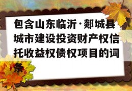 包含山东临沂·郯城县城市建设投资财产权信托收益权债权项目的词条