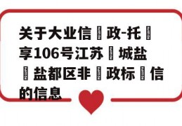 关于大业信‮政-托‬享106号江苏‮城盐‬盐都区非‮政标‬信的信息